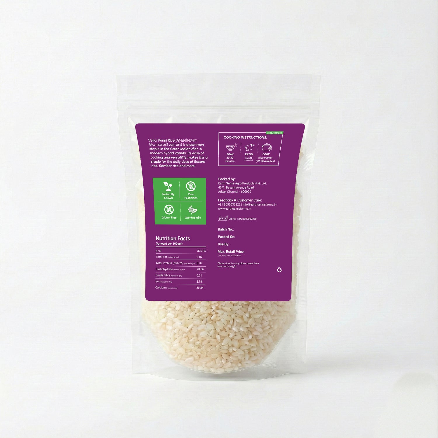 Vellai Ponni Arisi, Unrefined Rice